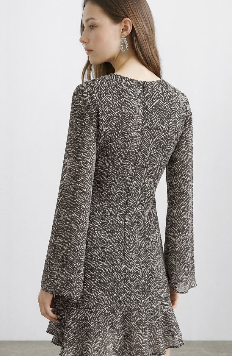 MANGO TEEN Print Long Sleeve Minidress, Alternate, color, Charcoal