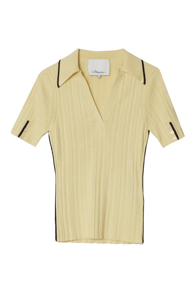 Contrast Trim V-Neck Polo, Main, color, MOONLIGHT-MIDNIGHT