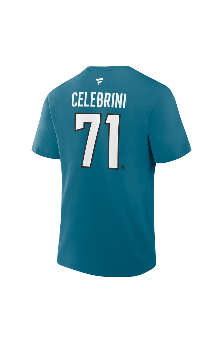 FANATICS Men's Fanatics Macklin Celebrini Teal San Jose Sharks Authentic Stack Name & Number T-Shirt, Alternate, color, Teal