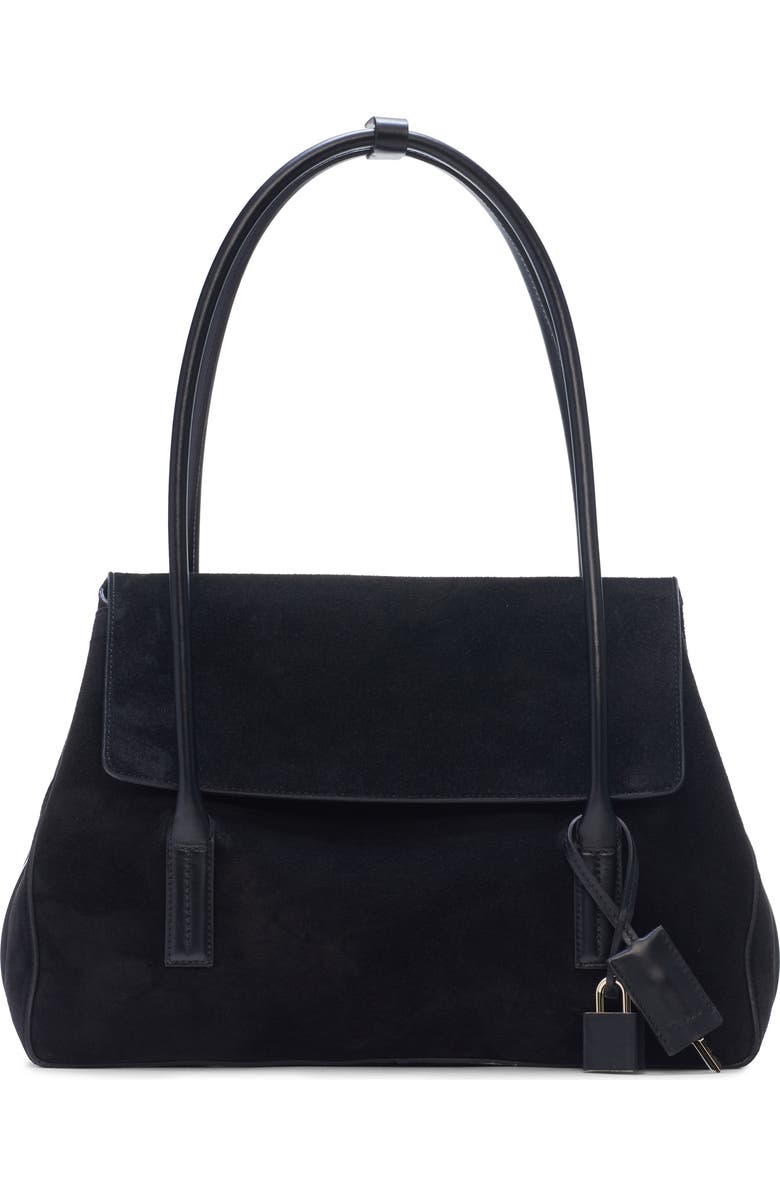 TOM FORD Medium Eclipse Suede Shoulder Bag, Main, color, Black