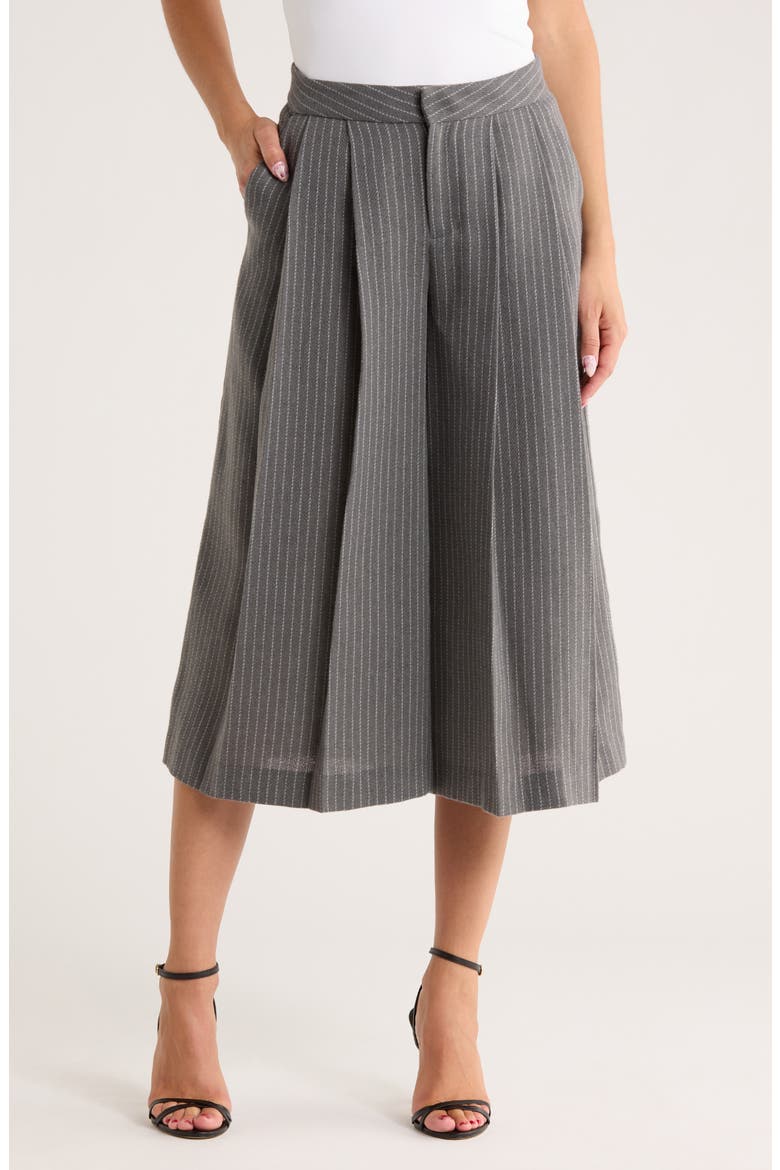 Mahalia Pinstripe Wide Leg Culotte Pants, Main, color, GREY/ IVORY PINSTRIPE