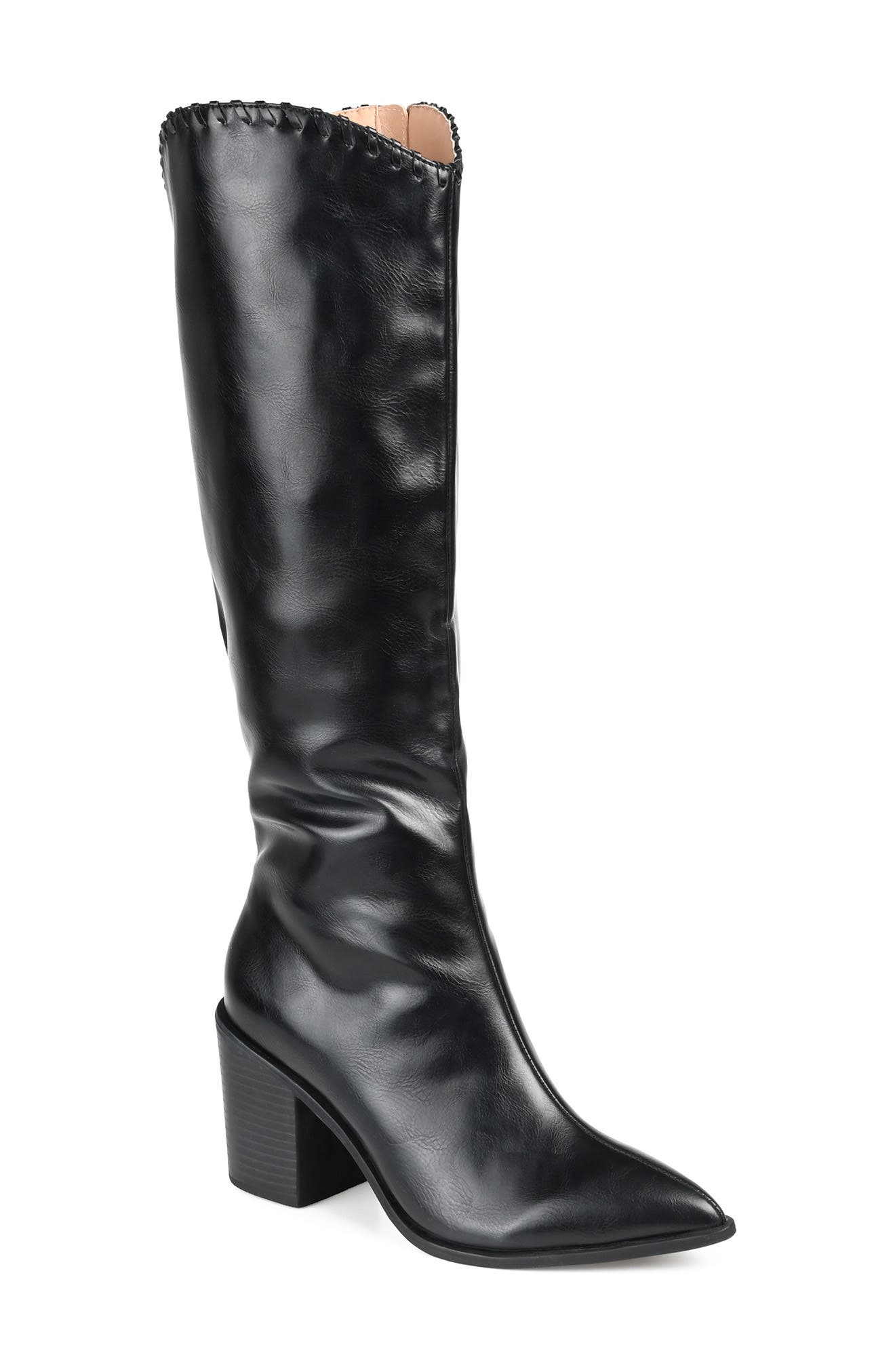 Journee Collection Daria Whipstitch Tall Vegan Leather Western Boot, Main, color, 