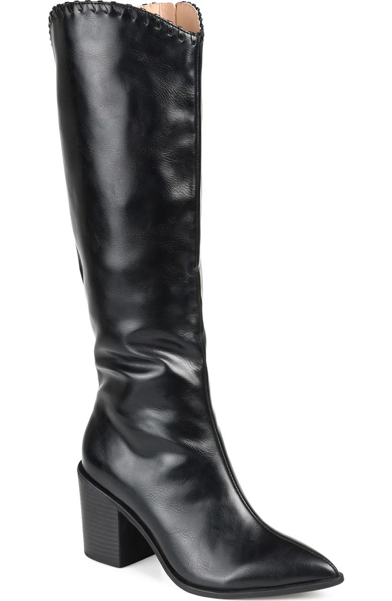 Journee Collection Daria Whipstitch Tall Vegan Leather Western Boot, Main, color,