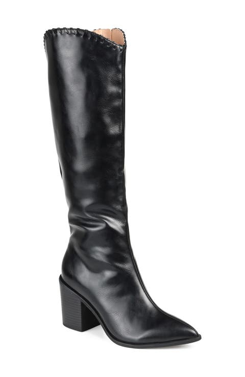 Daria Whipstitch Tall Vegan Leather Western Boot