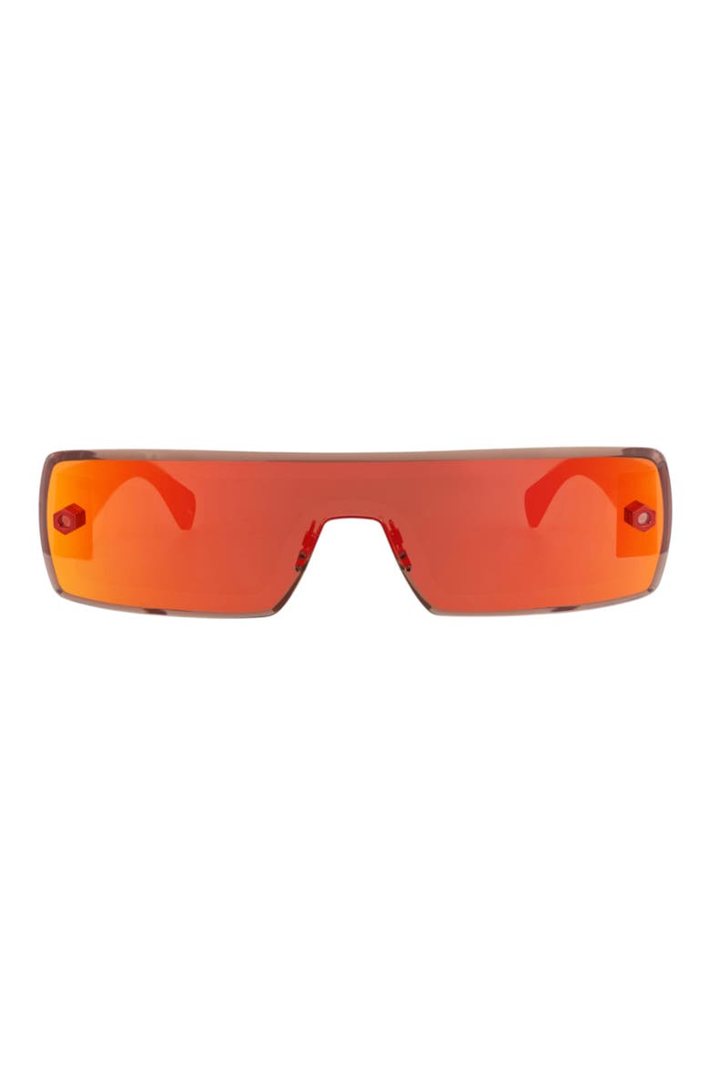 Novelty 99mm Polarized Shield Sunglasses, Main, color, RED RED RED