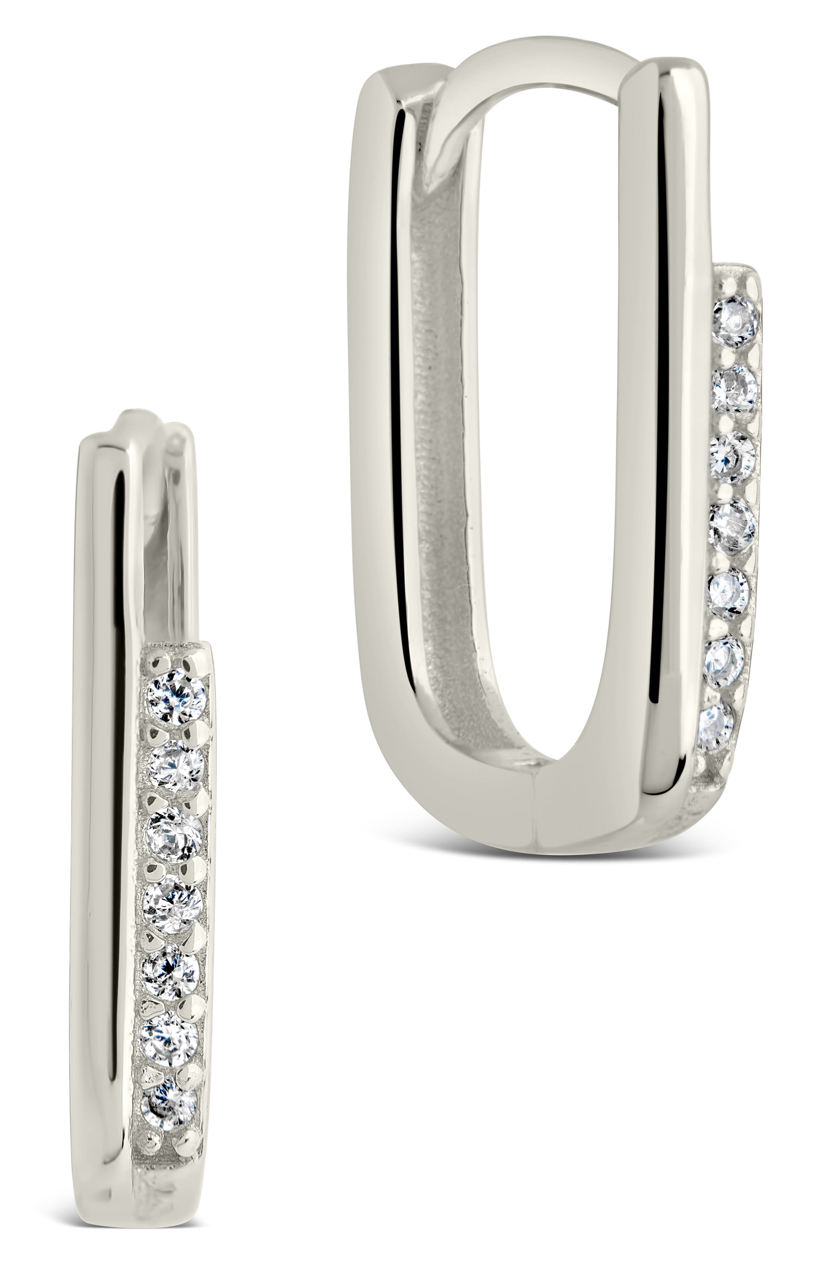 Sterling Forever CZ Pavé Hoop Earrings