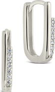 Sterling Forever CZ Pavé Hoop Earrings