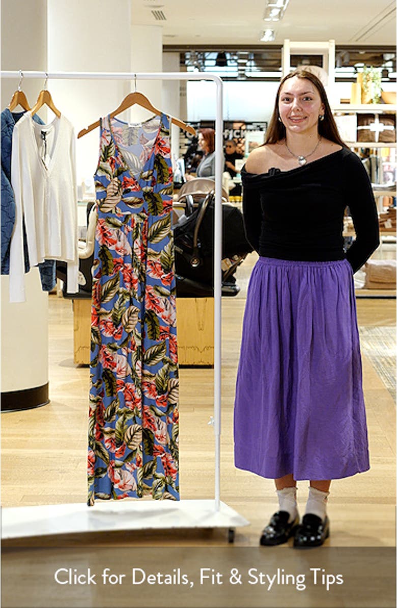 Palm Print Sleeveless Jersey Maxi Dress, sales video thumbnail