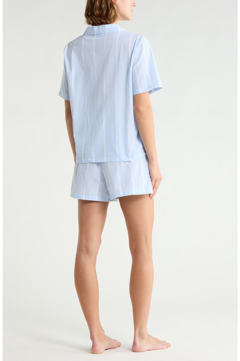 Cotton Short Sleeve Shirt & Shorts Pajamas, Alternate, color, BLUE F- WHITE NINA STRIPE