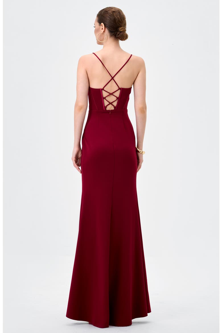 Sloanne High Split Maxi, Alternate, color, DEEP RED