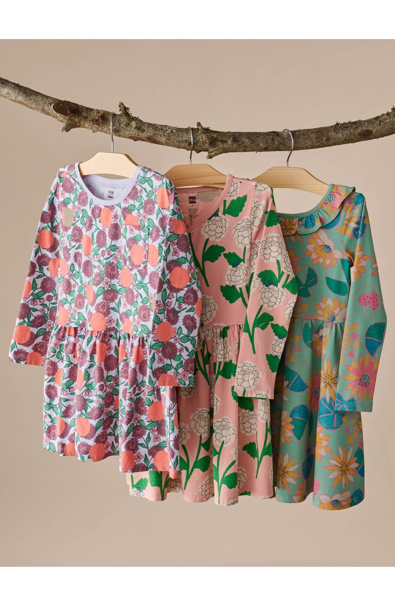 Tea Collection Printed Pocket Play Dress, Alternate, color, Persimmon Dot Floral