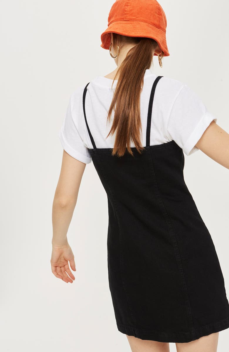 Topshop Zip Through Denim Body-Con Dress, Alternate, color, 