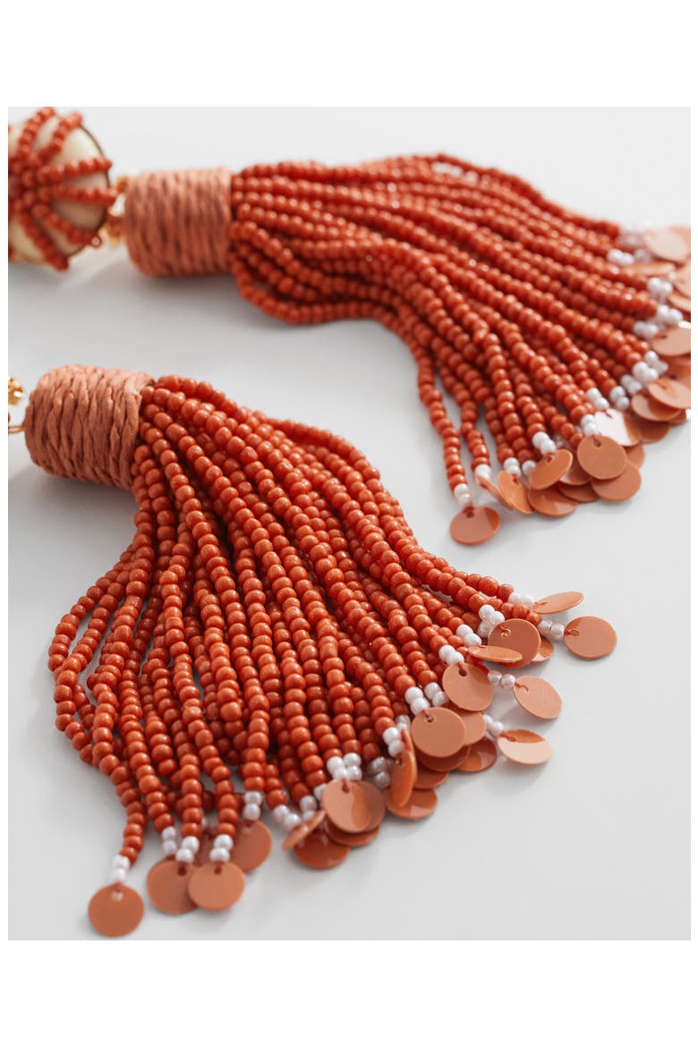 Beaded Tassel Drop Earrings, Alternate, color, RUSSET
