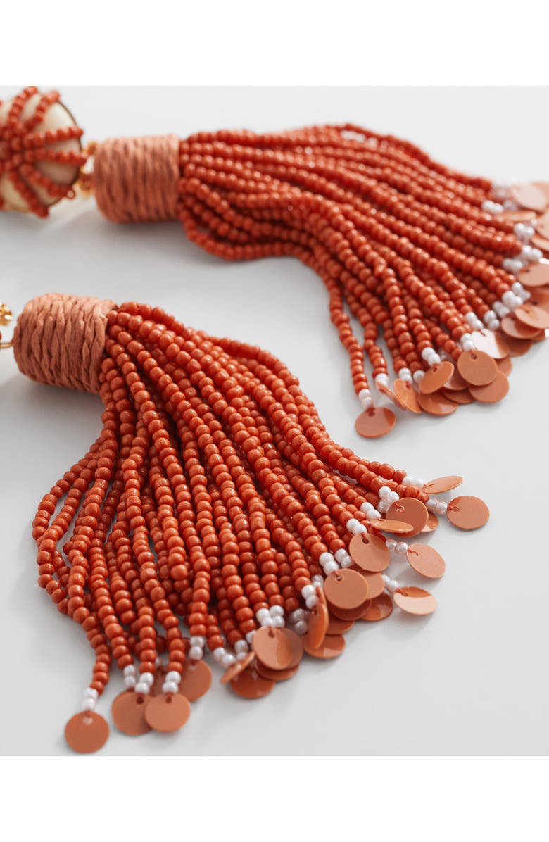 MANGO Beaded Tassel Drop Earrings, Alternate, color,
