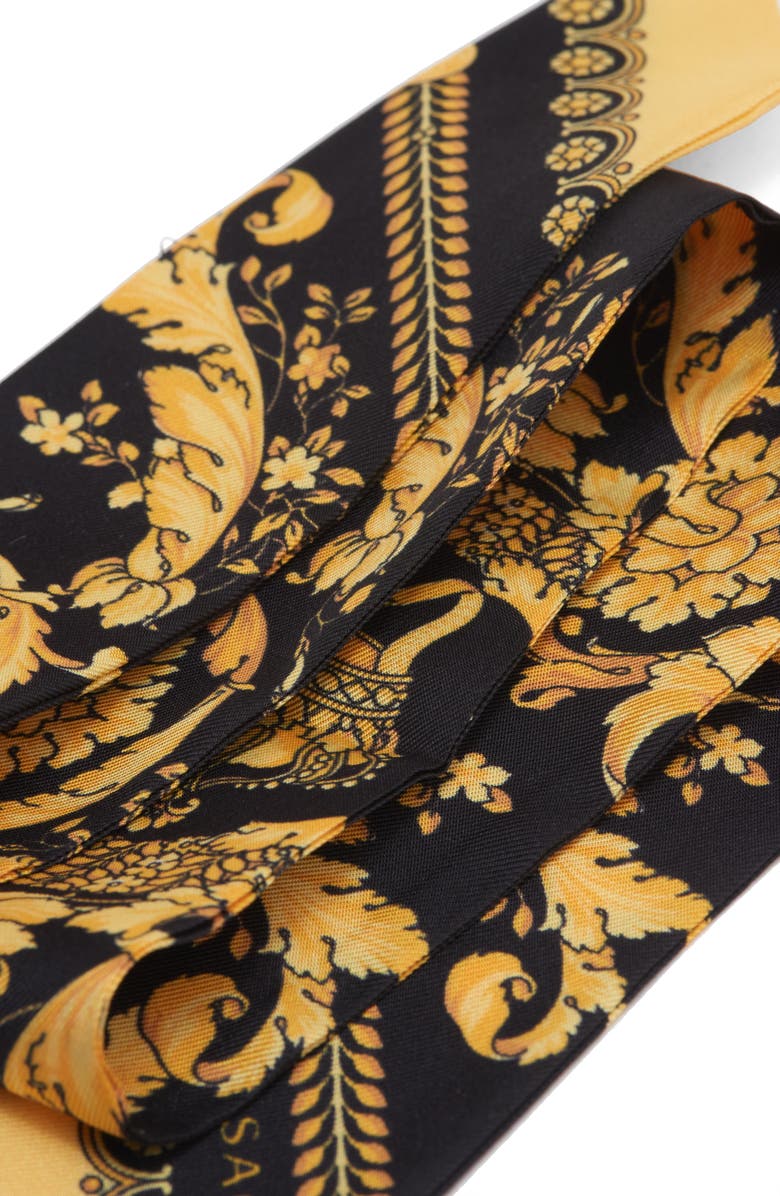 Versace Barocco Print Silk Skinny Scarf, Alternate, color, 