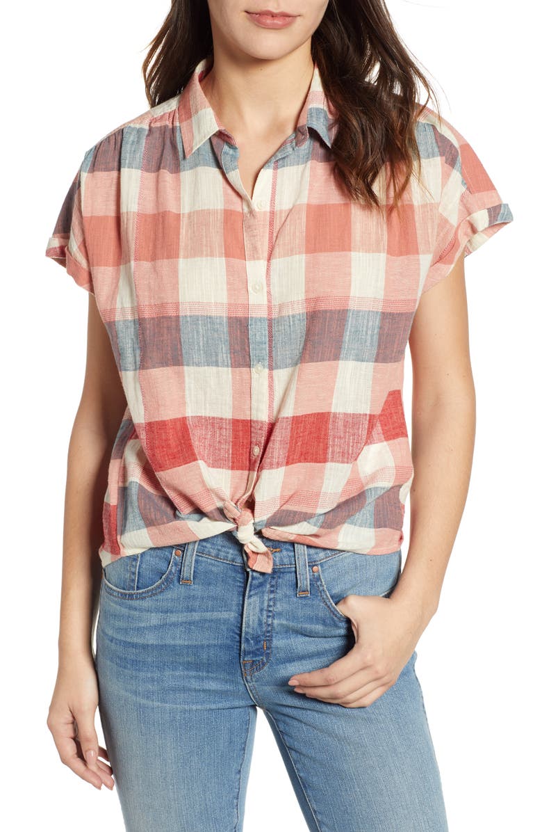 Lucky Brand Plaid Short Sleeve Shirt, Main, color, 