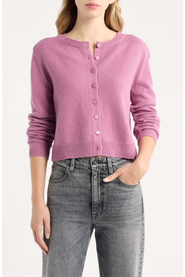 Clara Cashmere Crew Cardigan, Main, color, NARCISSUS