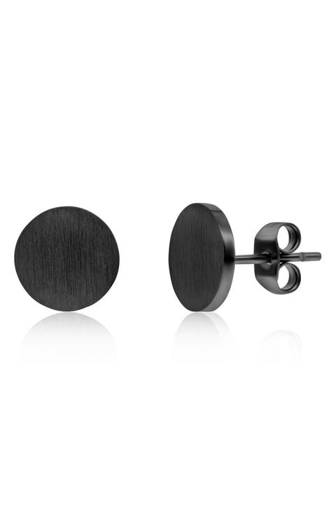 Men's Brushed Round Stud Earrings