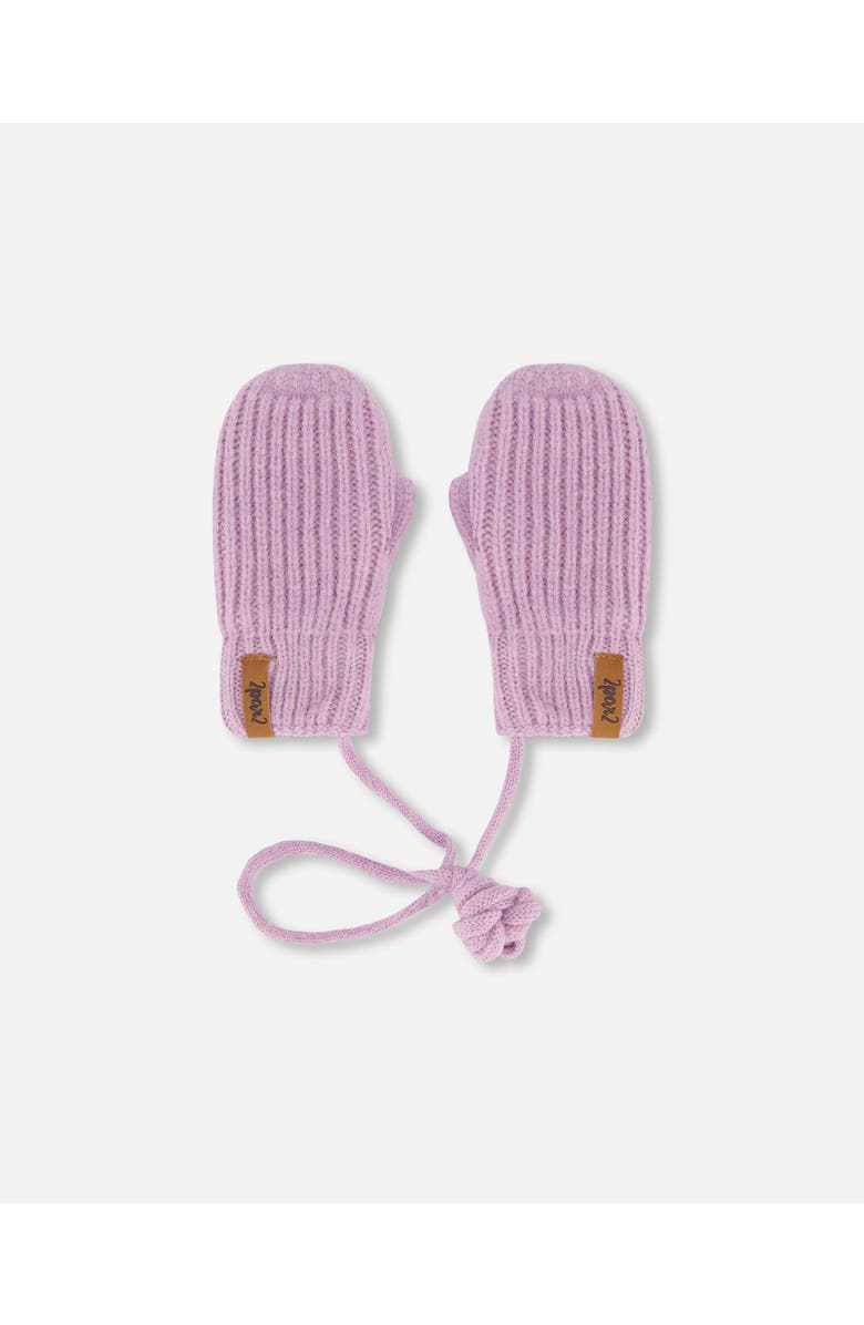 Deux par Deux Baby Girl's Knitted Mittens With String Lilac, Main, color,