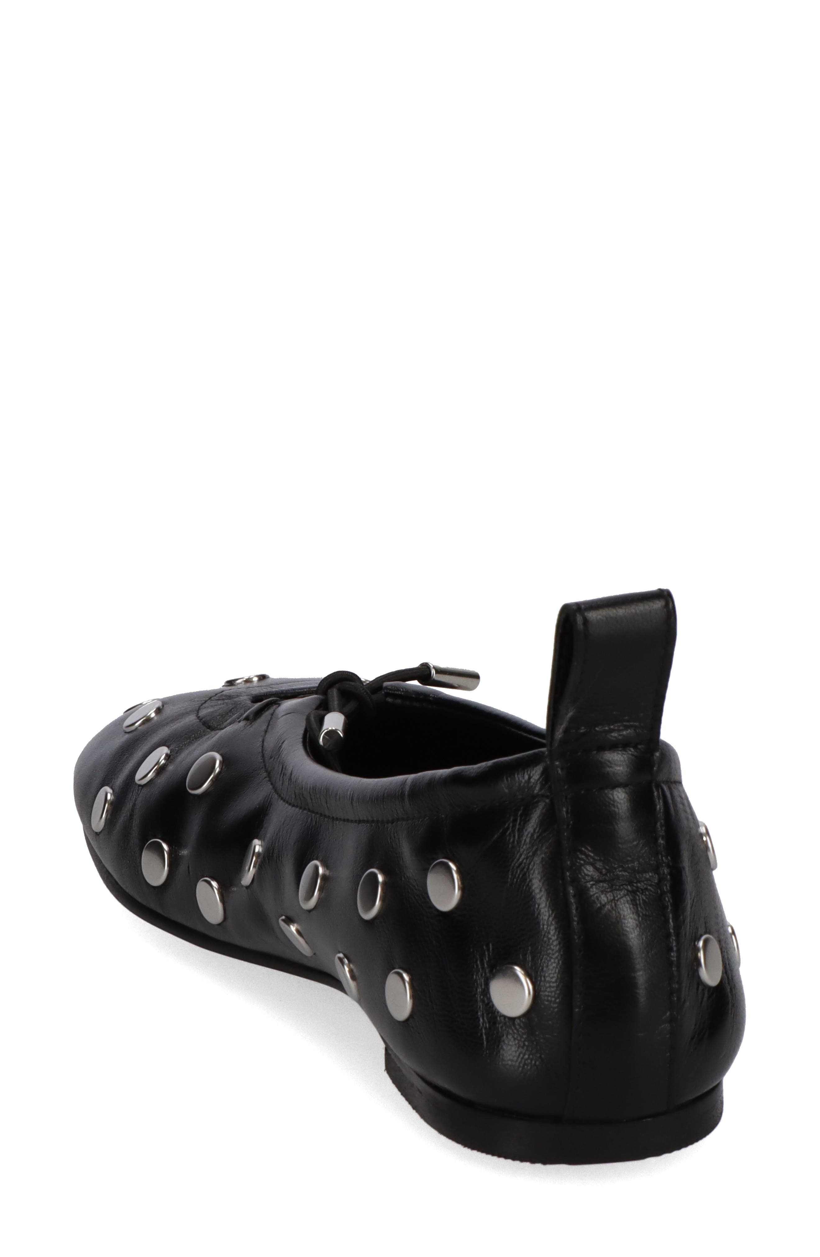 Rosalind Studded Leather Flat, Alternate, color, ALL STUDS BLACK