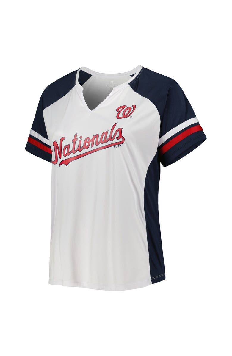 PROFILE Women's White/Navy Washington Nationals Plus Size Notch Neck T-Shirt, Alternate, color,
