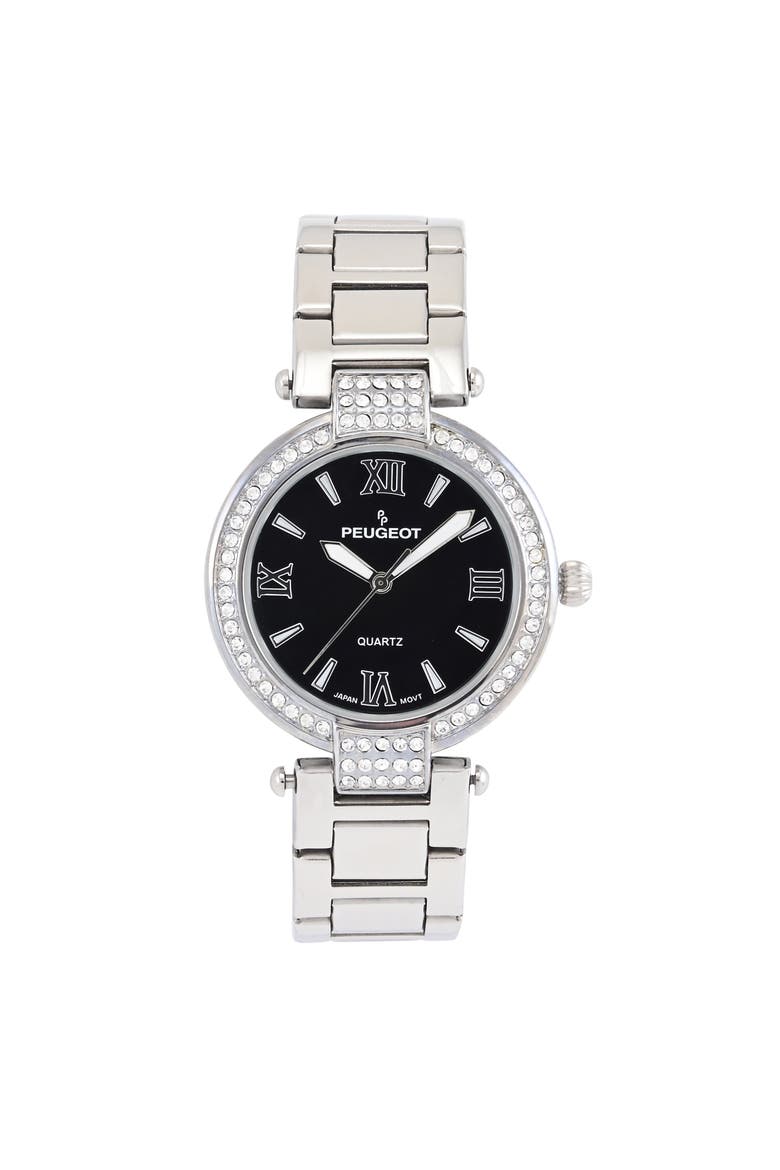T Bar European Crystal Bracelet Watch- 38MM, Main, color, Black