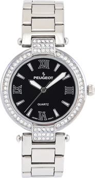 Peugeot T Bar European Crystal Bracelet Watch- 38MM
