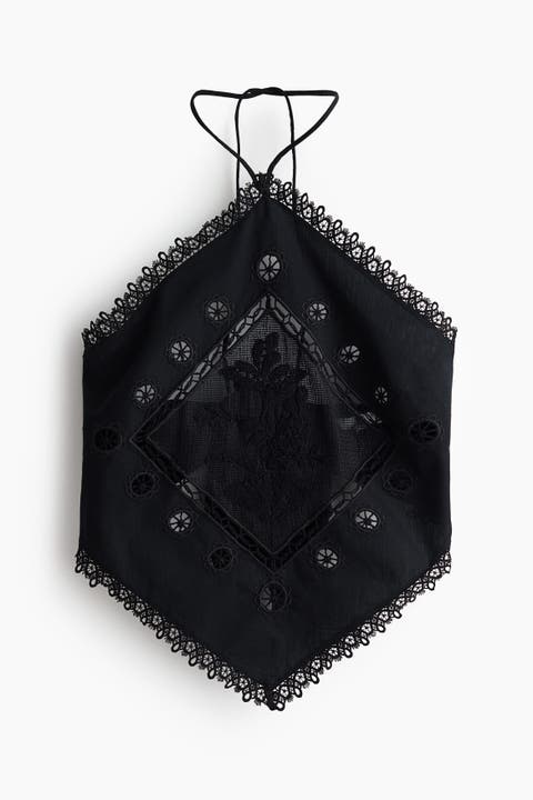Lace-detail Halterneck Top