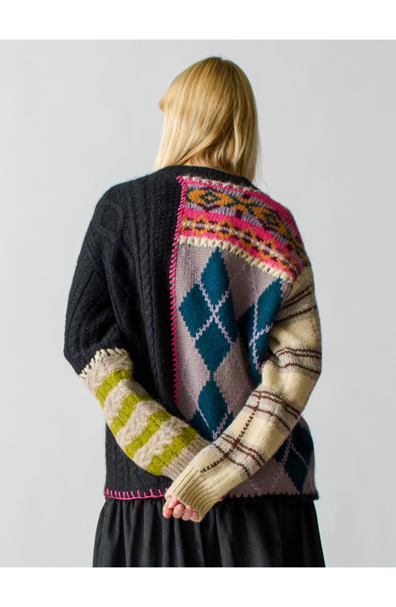 Lingua Franca Hutton Patchwork Crewneck, Alternate, color, 