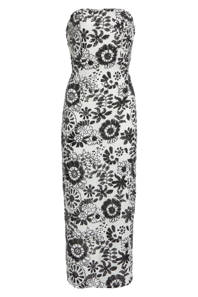 Bonnie Sequin Strapless Sheath Dress, Alternate, color, BLACK SEQUIN COMBO