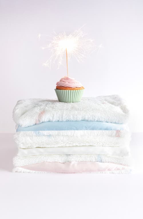 Little Giraffe Luxe Sprinkles Faux Fur Baby Blanket In White