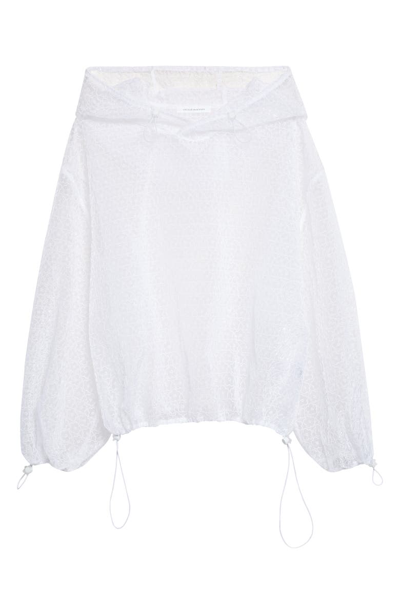 Cecilie Bahnsen Shila Windflower Embroidered Sheer Organza Hoodie, Alternate, color, White