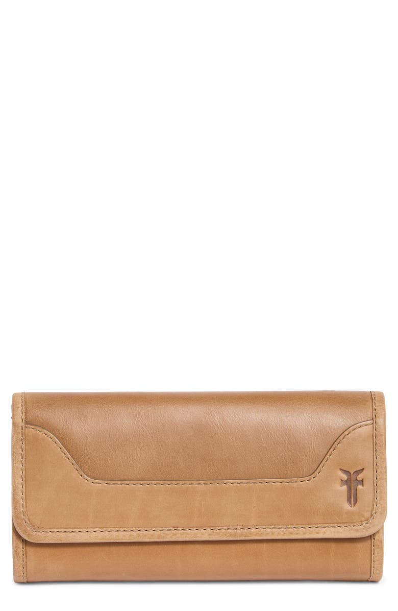 Frye Melissa Leather Wallet, Main, color, Beige