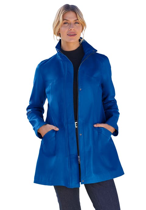 A-Line Zip Front Leather Jacket (Plus Available)