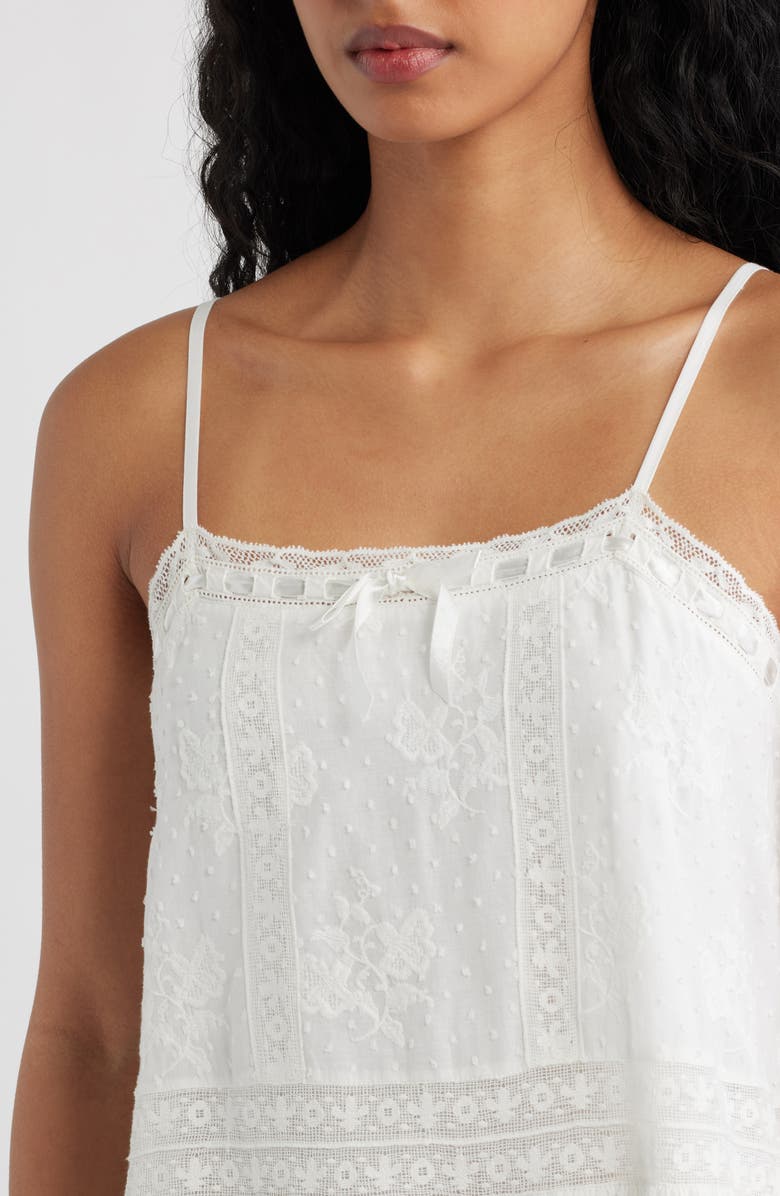 LoveShackFancy Vionett Floral Embroidered Minidress, Alternate, color, White