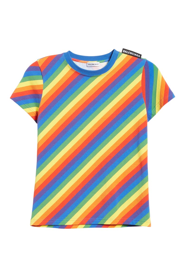 Rainbow Stripe Jersey Tee, Alternate, color, RAINBOW