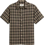 925 Originals Office Woven Check Short Sleeve Cotton Button-Up Shirt