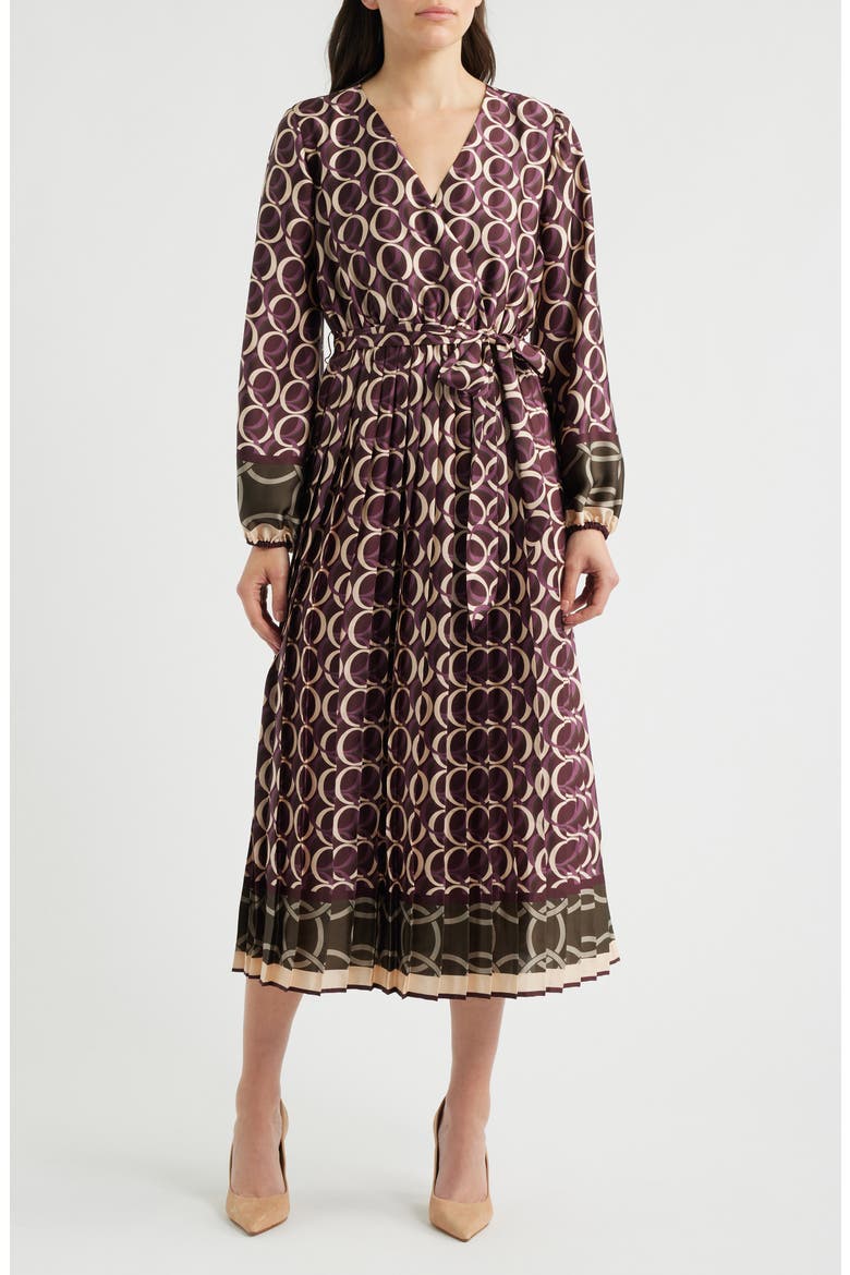 Geo Print Long Sleeve Dress, Main, color, GEOMETRIC WINE