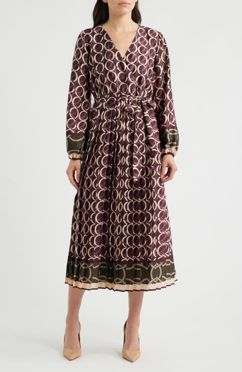 Geo Print Long Sleeve Dress