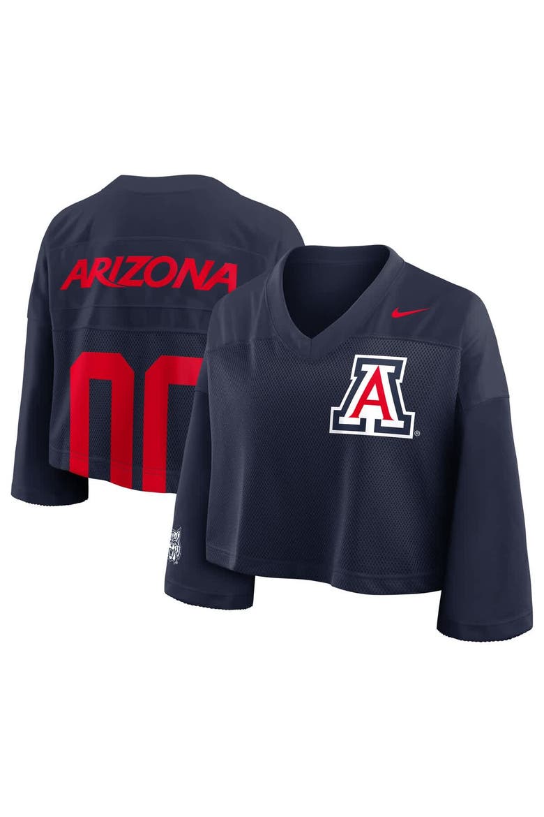 Women's Nike Navy Arizona Wildcats Cropped Mesh Fashion Jersey, Main, color, Navy