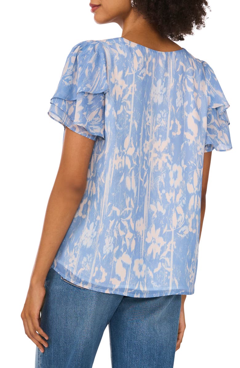 Vince Camuto Tulip Sleeve Top, Alternate, color, Lake Breeze