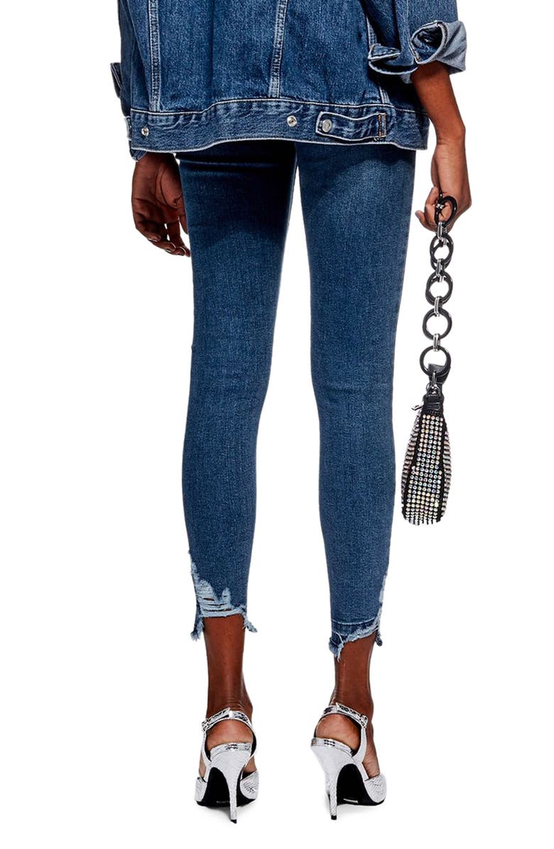 Topshop Jamie High Waist Rip Hem Jeans, Alternate, color,