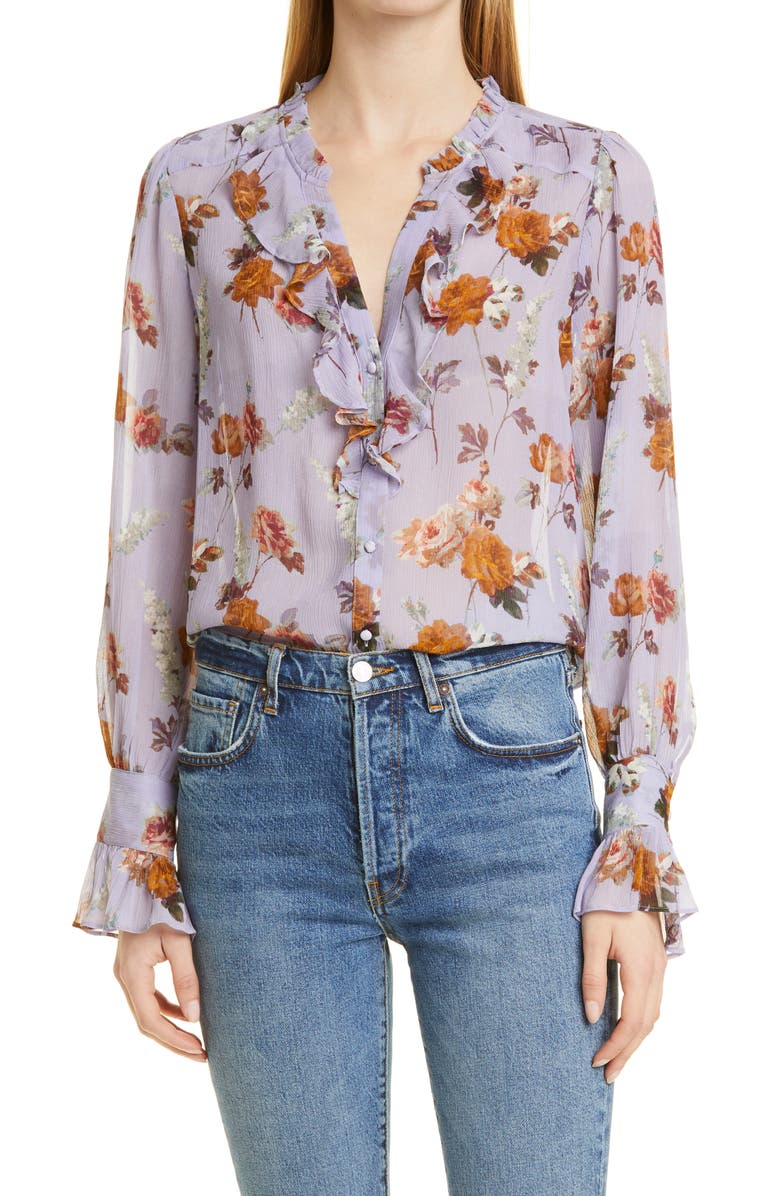 PAIGE Arianne Long Sleeve Silk Blouse, Main, color,