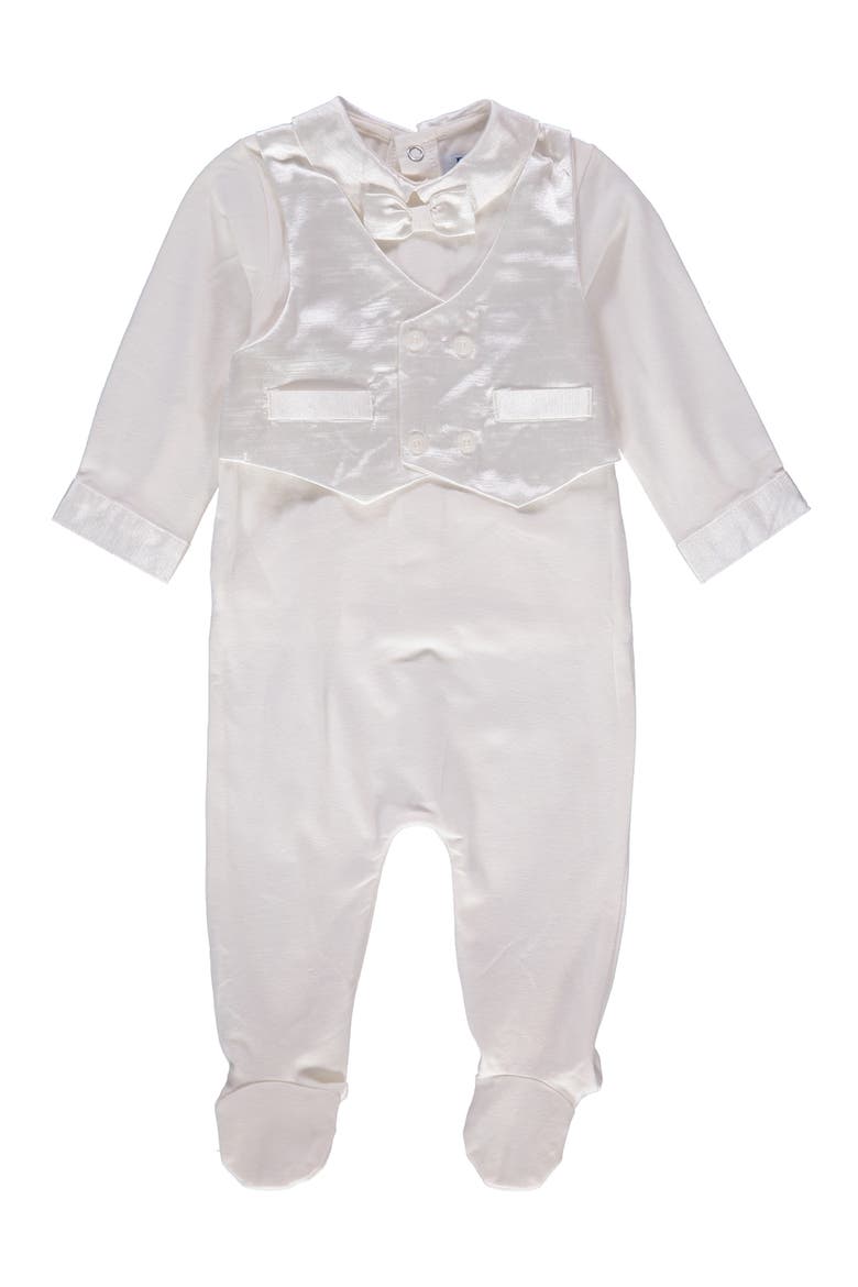 Elegant Christening Romper & Newsboy Cap Set, Alternate, color, WHITE