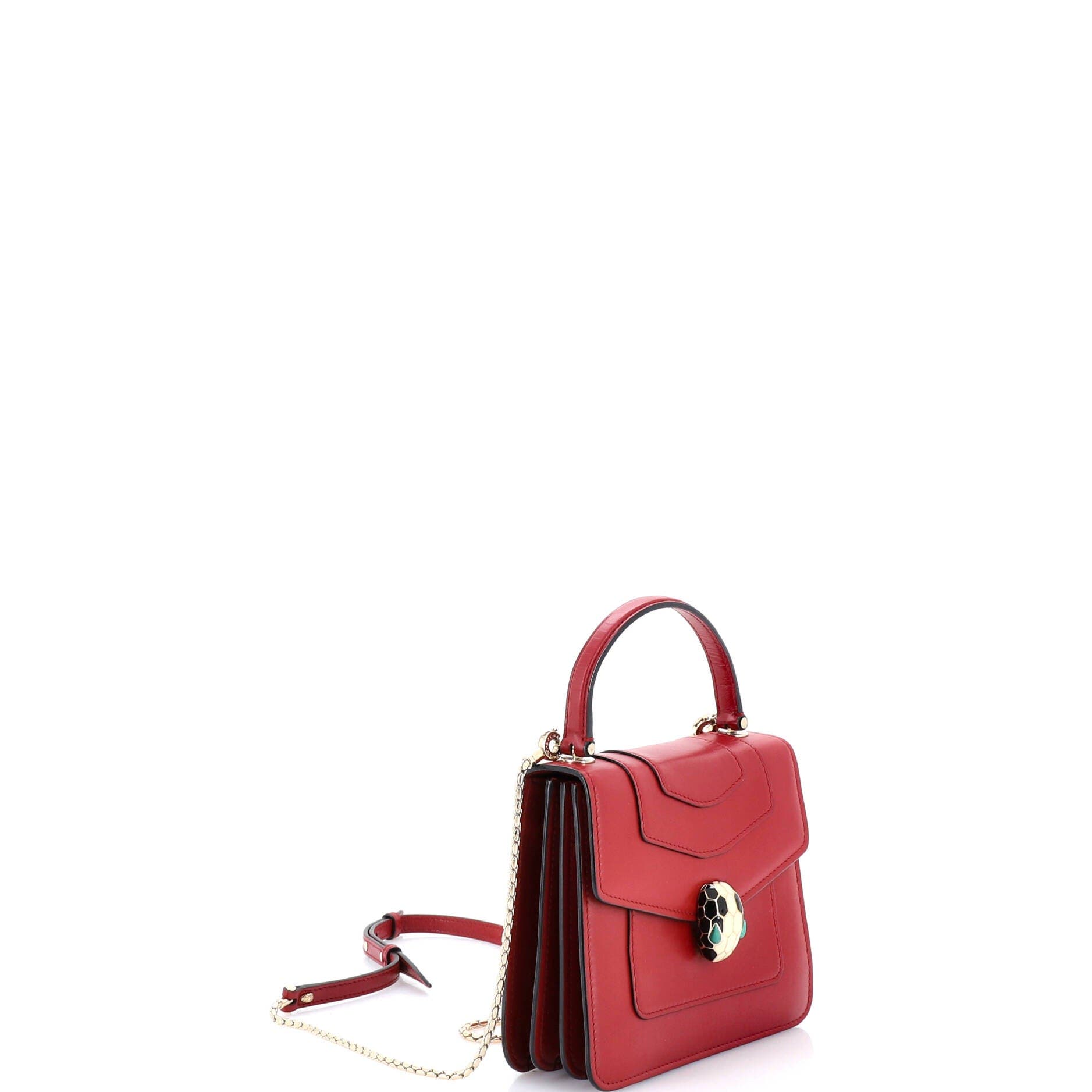 Serpenti Forever Top Handle Bag Leather Small, Alternate, color, Red