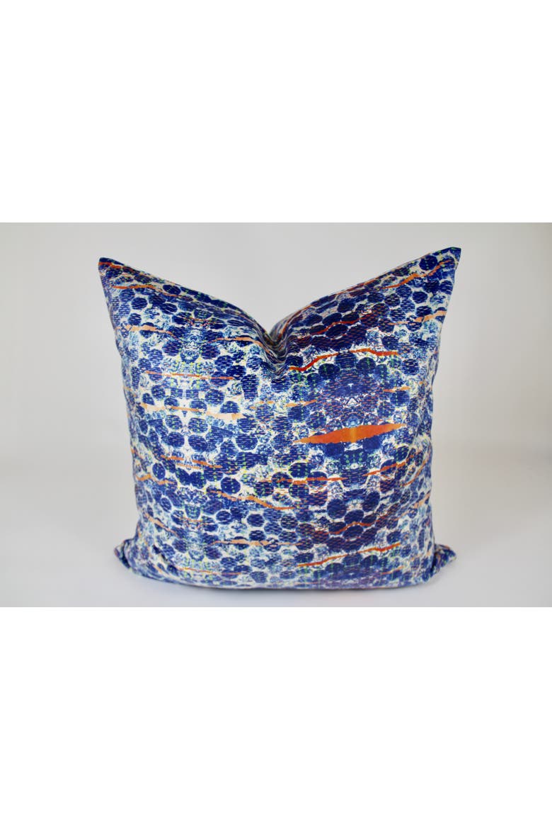Blue Bubbles Velvet Pillow, Alternate, color, Blue