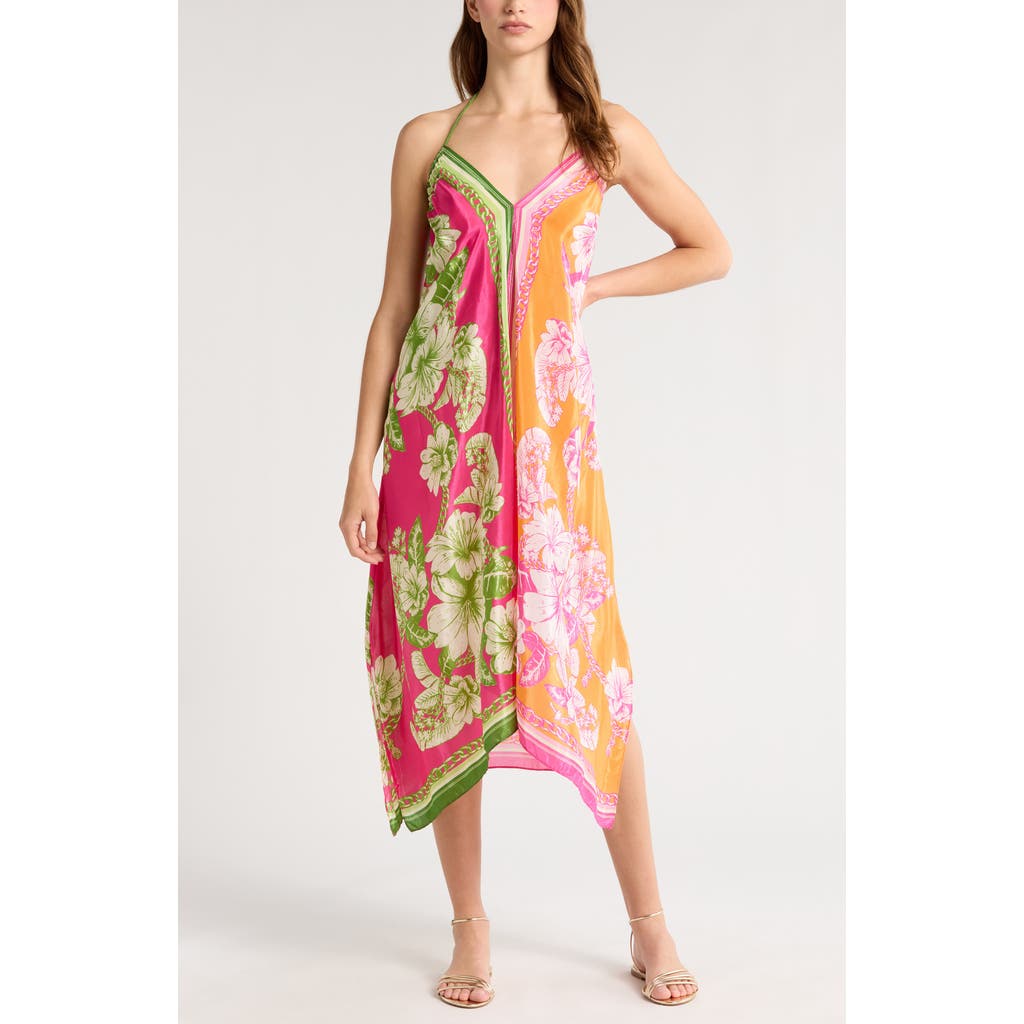Farm Rio Floral Elegance Mixed Scarves Long Cover Up Floral Elegance Mixed Scarves In Pink Multi