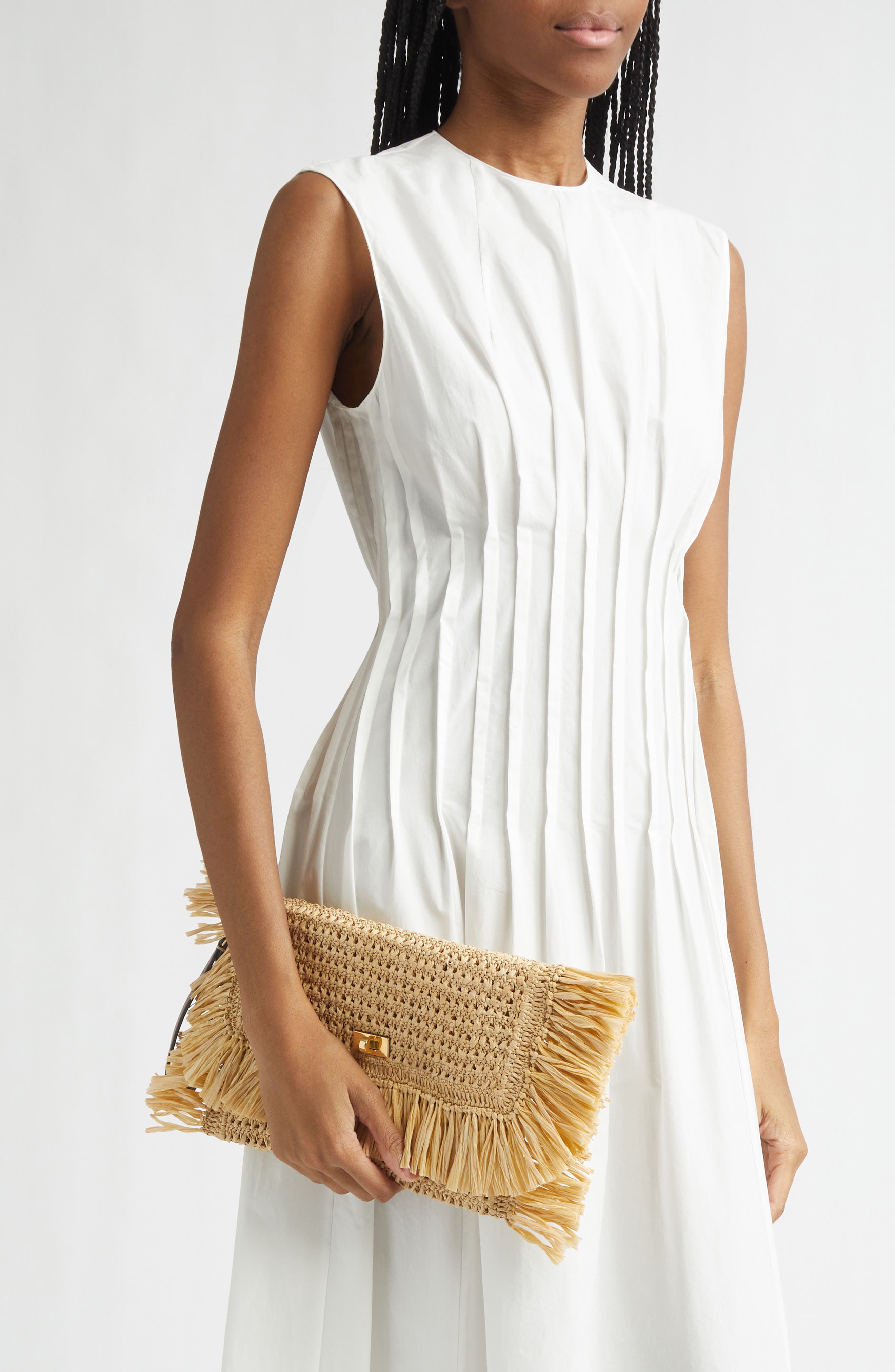 Anya Hindmarch Oversize Raffia Clutch, Alternate, color, 