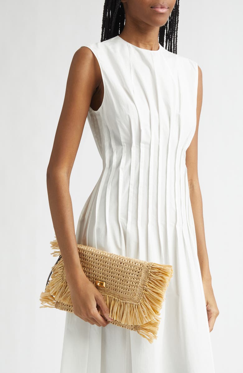 Anya Hindmarch Oversize Raffia Clutch, Alternate, color,