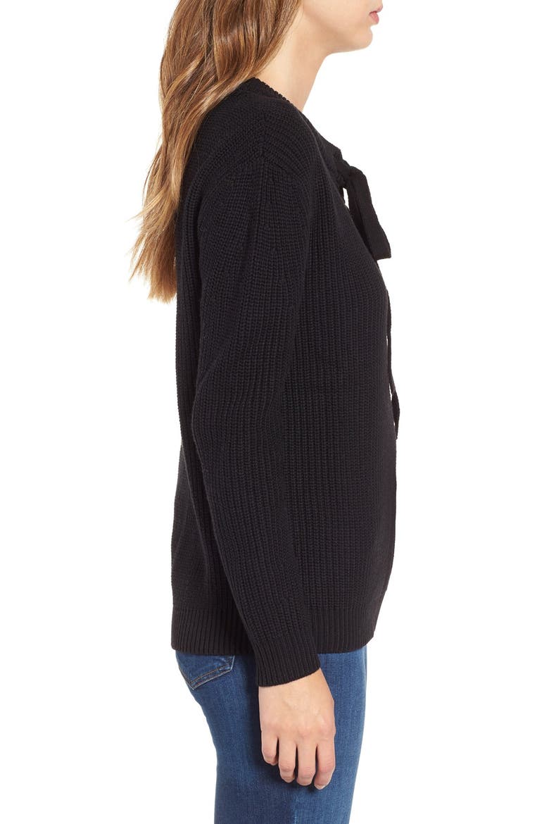 Lace-Up Sweater, Alternate, color, BLACK
